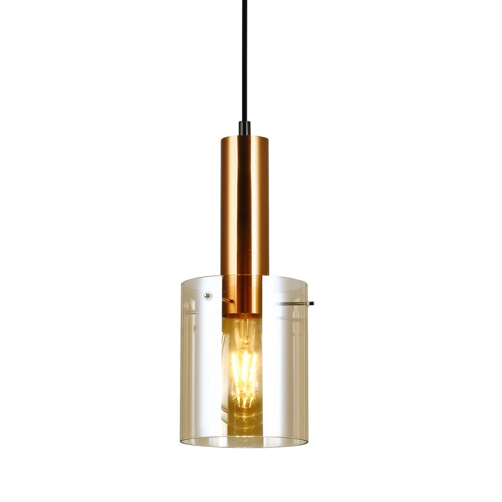 Lampada a sospensione Italux Sardo ottone vetro Ø13