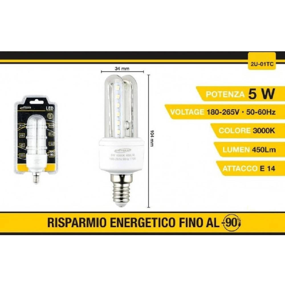 Trade Shop - Lampadina Led E14 5w Bianco Caldo 3000k Freddo 6500k Naturale 4000k 24d 2u-01t -