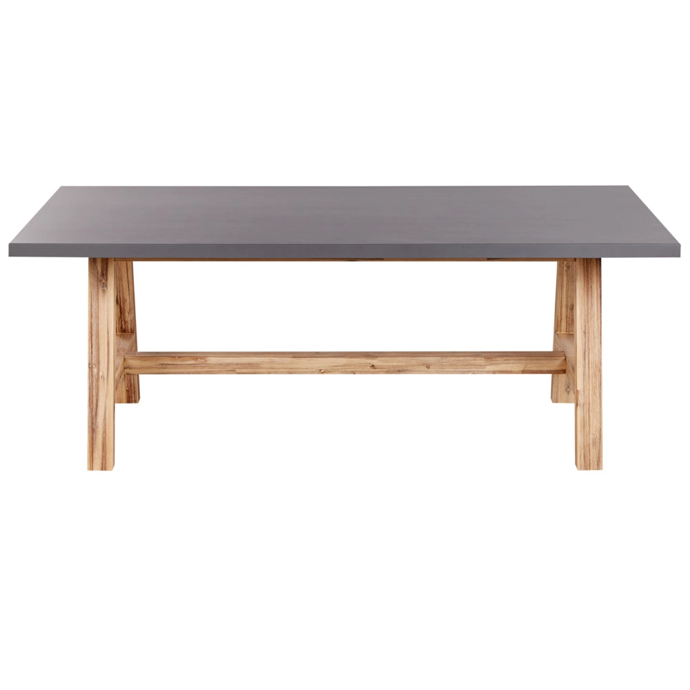 Set da pranzo da giardino tavolo da pranzo in fibra di cemento e legno d'acacia 6 sgabelli Grigio stile industriale