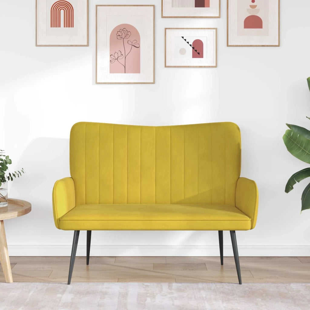 Divano | Divano da soggiorno | Sofa a Due Posti Giallo 115 x 61 x 87 cm Velluto