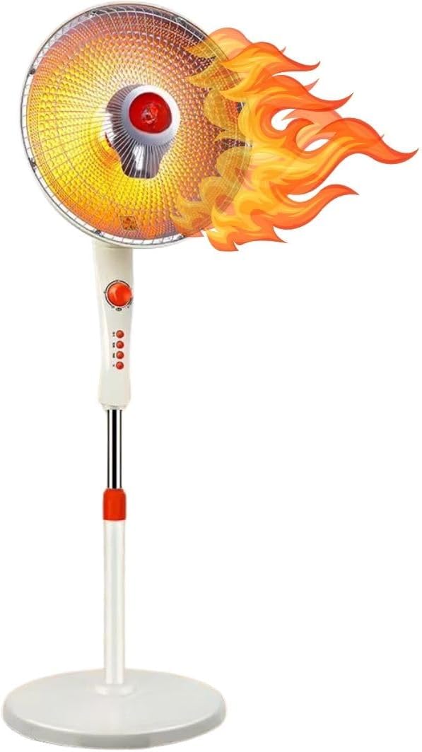 Stufa Piantana a Carbonio, Ventilatore Aria Calda, Oscillante 90°, Riscaldamento Rapido 500W/1000W, Sicura Antiribaltamento, Regolazione Potenza per Casa e Ufficio.