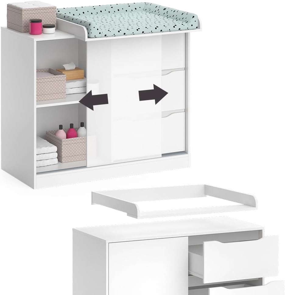 Fasciatoio Ruben, Bianco, 113 x 93 cm con fasciatoio