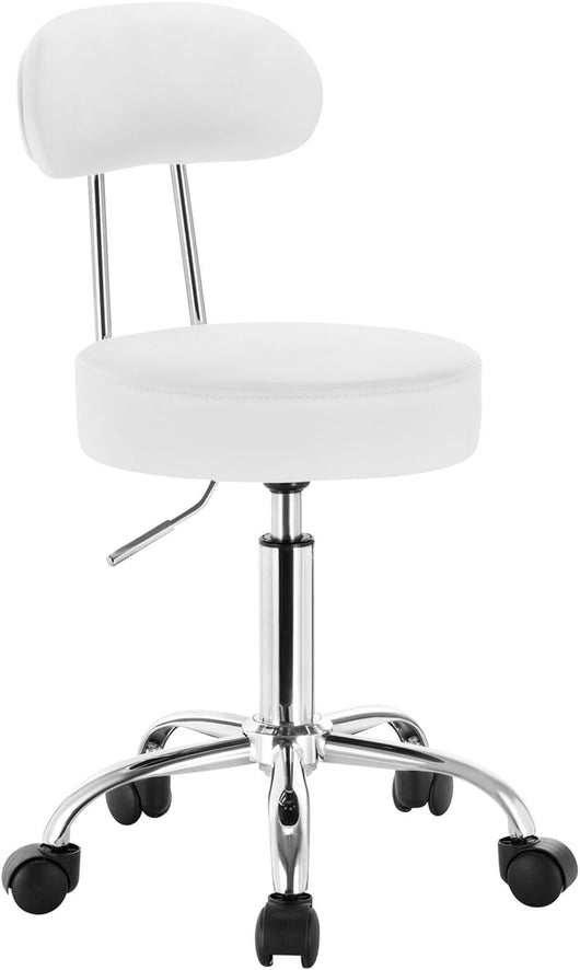 Sedie Ufficio Sedia da Scrivania Sgabelli con Schienale PU Cromato Girevole Moderno Bianco 1 Pz