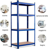 Scaffale con 4 Ripiani, Scaffalatura per Magazzino Garage Capannoni Uffici 80 x 40 x 160 cm