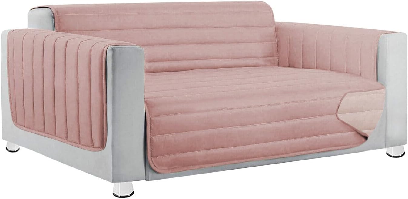 Copridivano Imbottito 3 Posti Double Face Trapuntato Salva Proteggi Divano Morbido Elegante Rosa