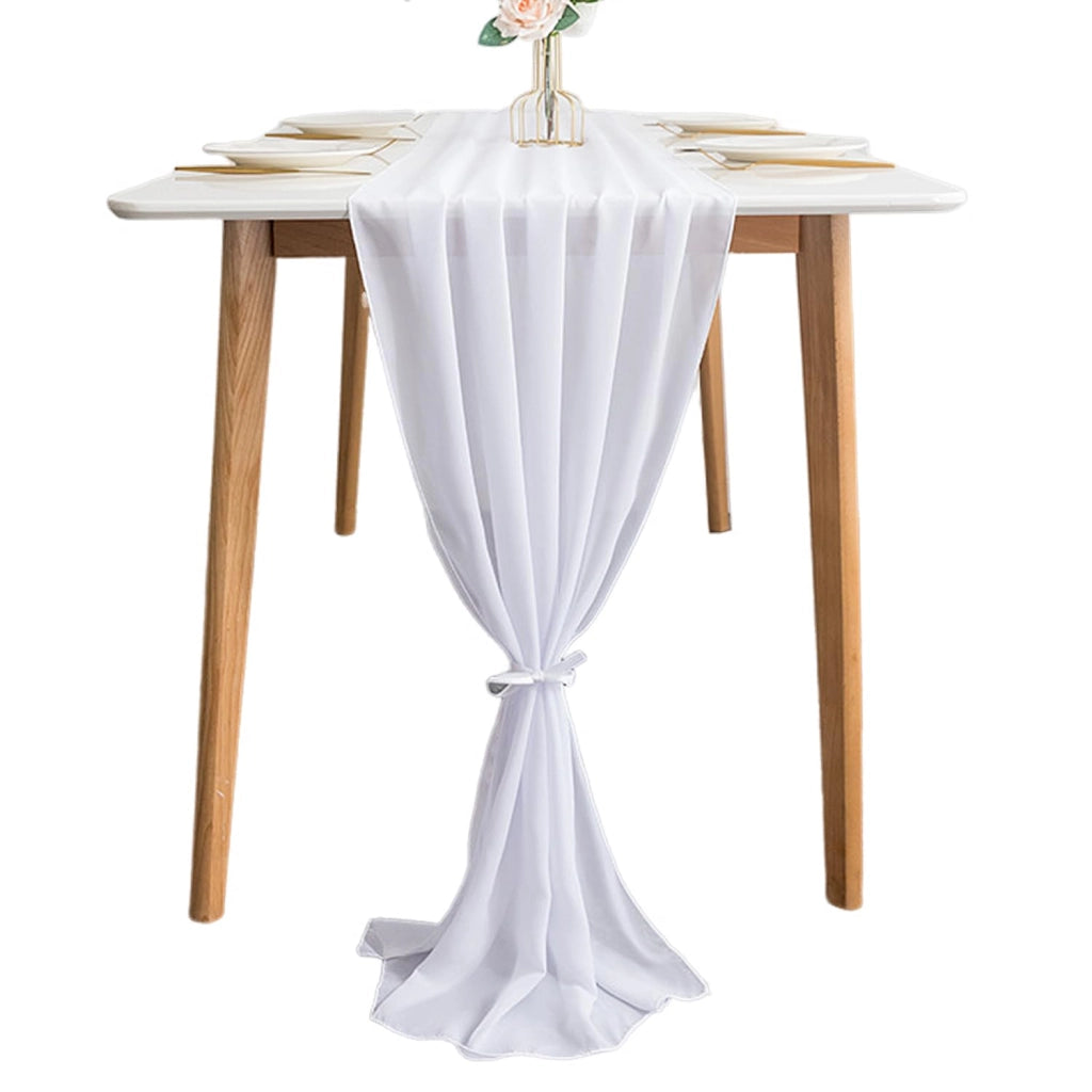 Tovaglia in chiffon bianco, 1 pezzo, semplice, leggera, ideale per matrimoni e feste