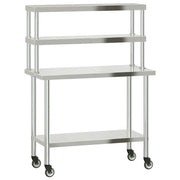 Tavolo Lavoro Cucina con Ripiano 110x55x150 cm Acciaio Inox CFW5609926