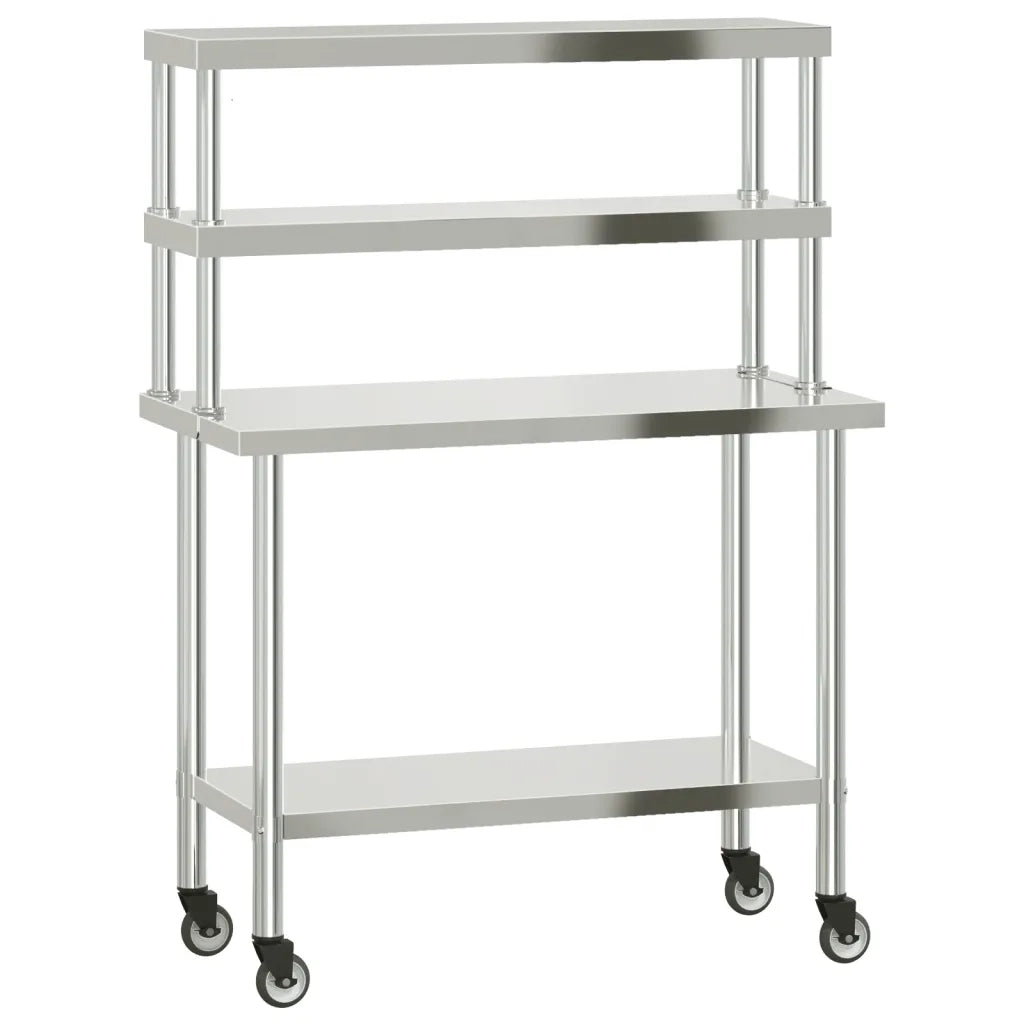 Tavolo Lavoro Cucina con Ripiano 110x55x150 cm Acciaio Inox CFW5609926