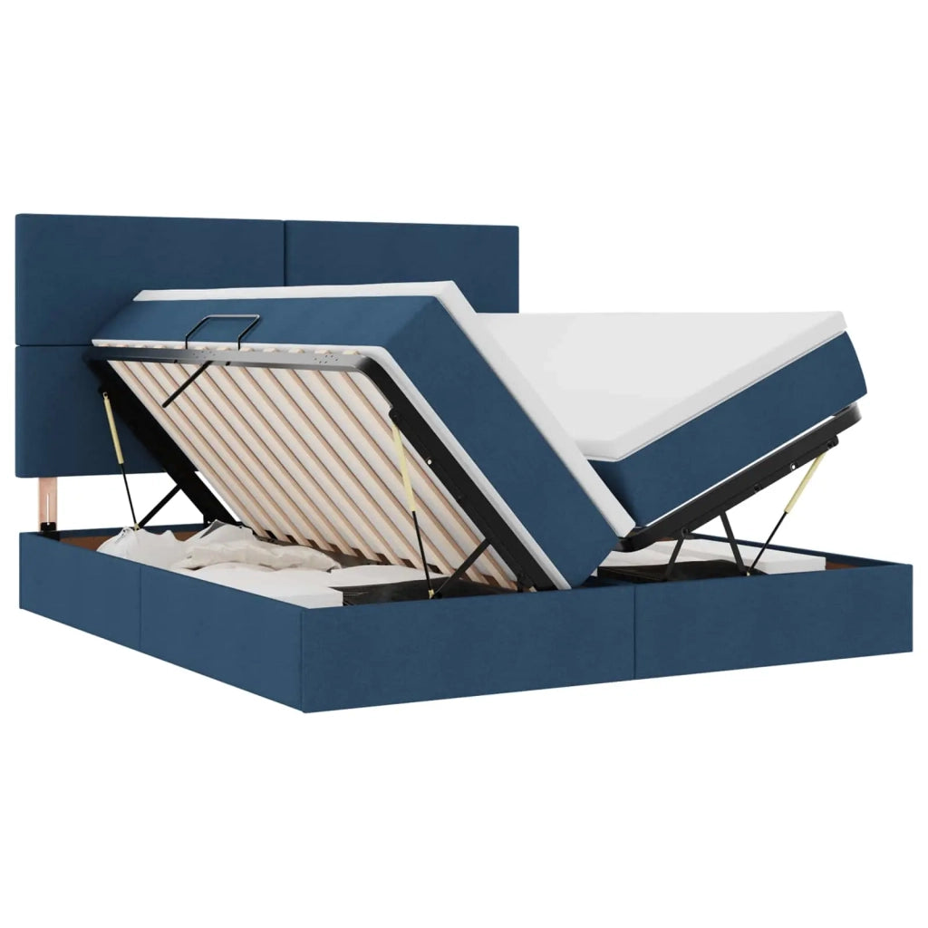 Letto con Contenitore Blu 180 x 200 cm Pelle Sintetica