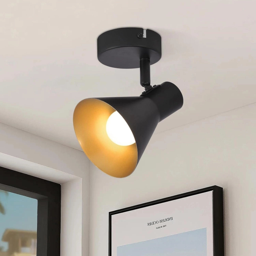 ZMH Faretto da soffitto retrò neri E14 metallo girevoli 330° per camera letto soggiorno scale corridoio