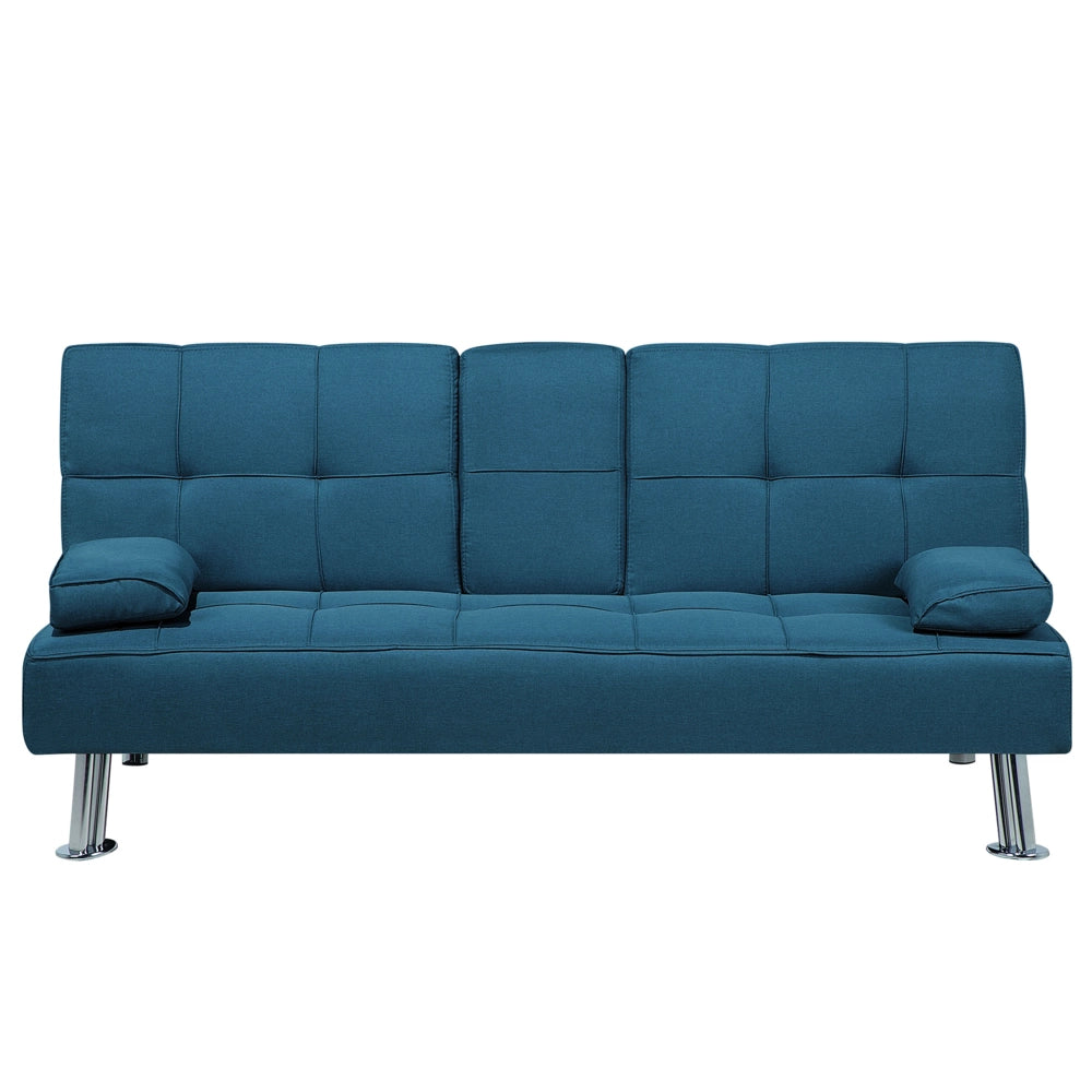 Divano letto blu 3 posti tavolo a ribalta Click Clack soggiorno
