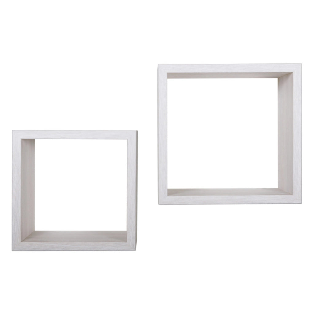 Set di 2 Mensole da Muro Modello Q-BIS MAXI, Cubi Arredo, Mensole Cubo, Cubi da Parete. Misure 35x35 p23.7 cm e 31x31 p23.7 cm. Finitura ROV. SBIANCATO - MADE IN ITALY