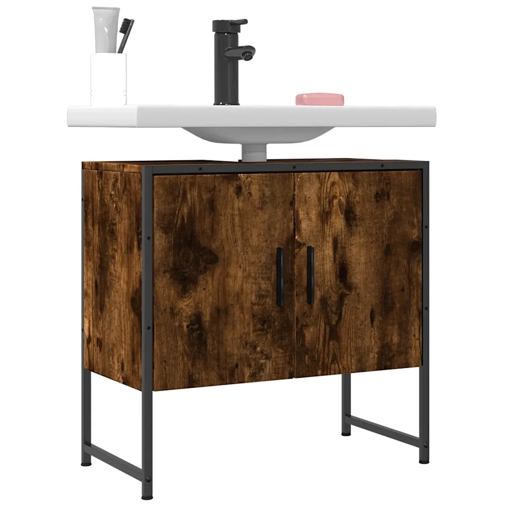 Mobile Lavabo Bagno Rovere Fumo 60x33x60 cm Legno Multistrato 842458