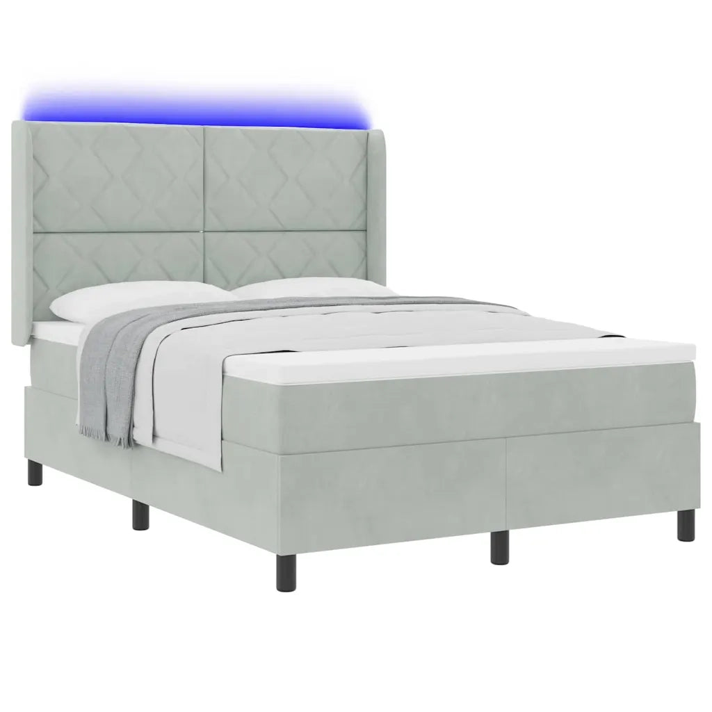 Letto a molle con testiera Grigio chiaro 140 x 200 cm Velluto 3343922