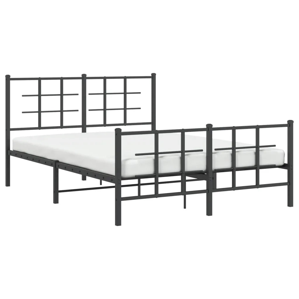 Giroletto con Testiera e Pediera Metallo Nero 135x190 cm 355578