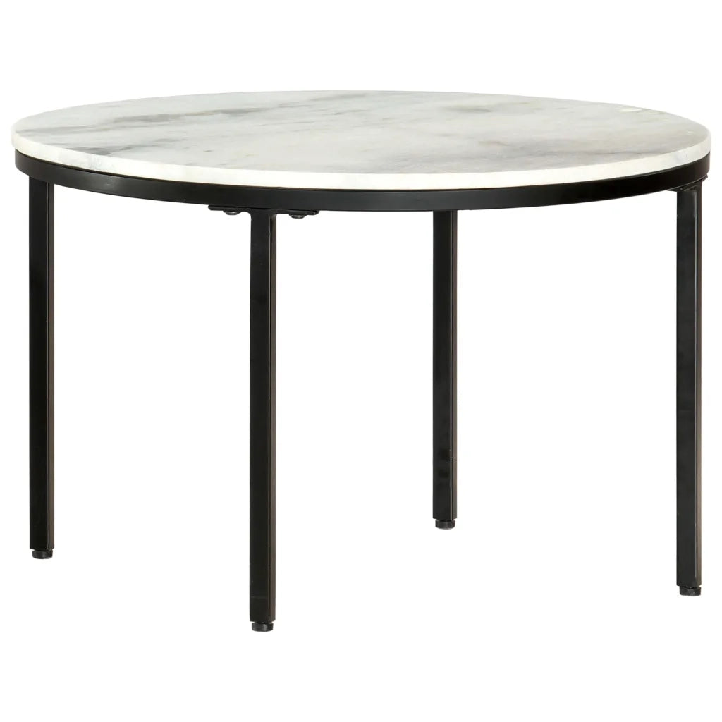 Tavolino da Salotto Bianco e Nero Ø65 cm in Vero Marmo Solido 286410
