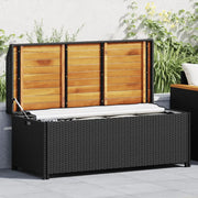 Panca da Giardino con Vano Portaoggetti 120 cm Polyrattan Nera