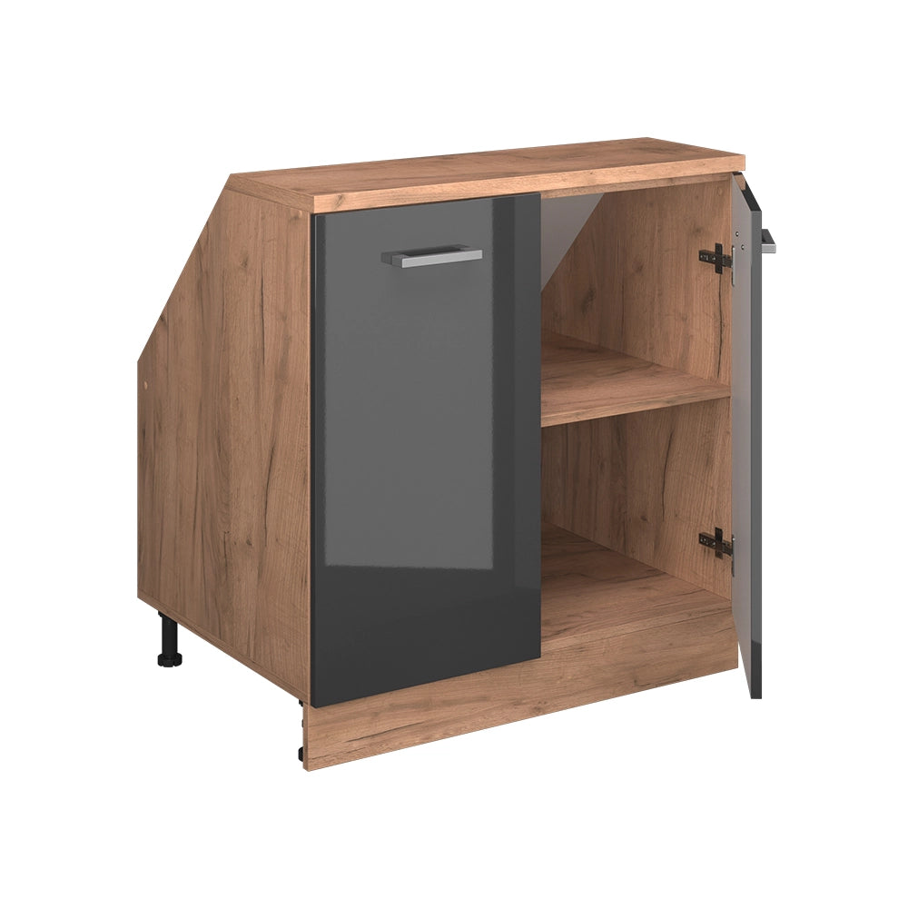 Mobile sottotetto Rion Antracite lucido/Rovere dorato 80 x 83.8 cm con 2 porte, carcassa 60 cm profondità Vicco