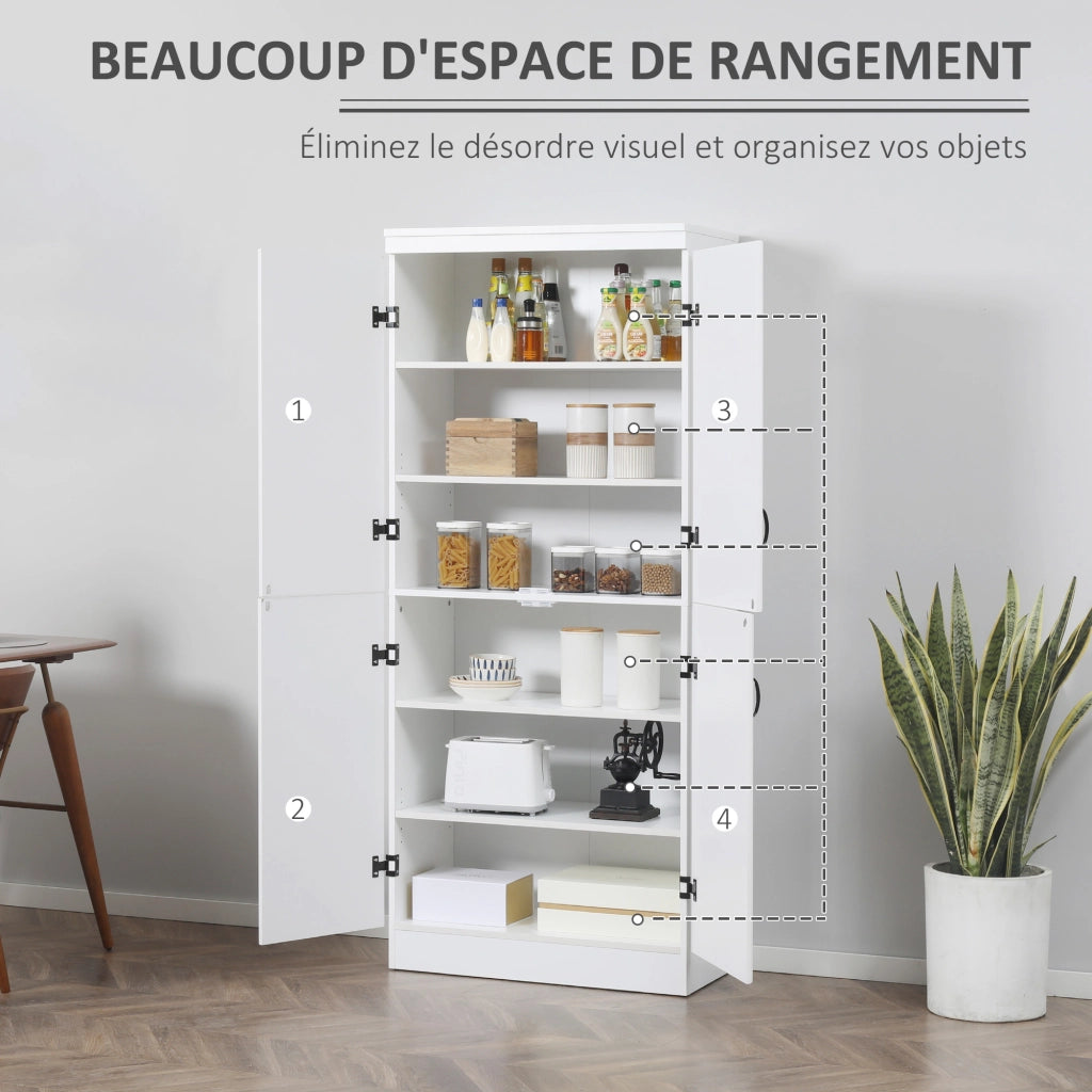 Credenza moderna con 4 ante e 6 ripiani ¨C Xylo ¨C Bianco 76x40x177 cm