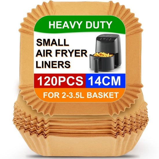 Sacchetto per Air Fryer 120 pezzi - Carta pergamena - Adatto per Air Fryer 2L/3.5L - Ideale per Mini Frittelle - Mantenimento della Frittelle a Luce Pulito - Carta per Frittelle