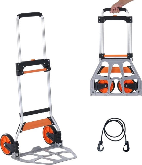 Carrello portatile - Pieghevole - Ripiegabile - Capacità di carico 140kg - Carrello portatile a mano - Magazzino