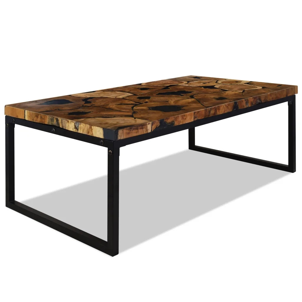 Tavolino da Salotto in Legno di Teak e Resina 110x60x40 cm 244551