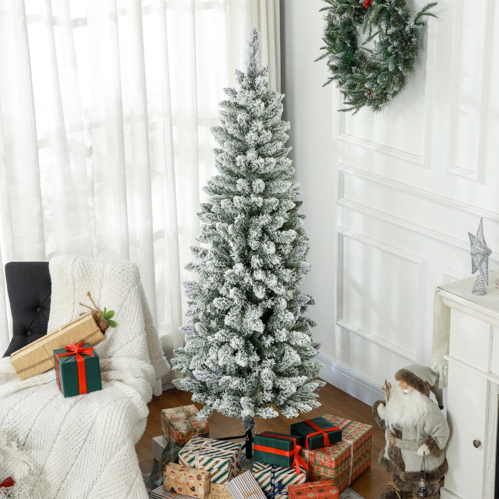 Albero di Natale Artificiale Innevato 183 cm ¨C Xylo ¨C 479 Rami, Base Metallo, Verde
