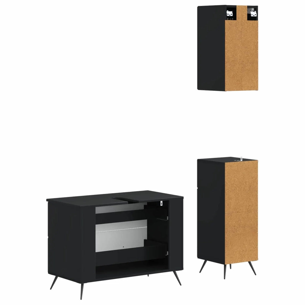 Set di armadietti da bagno in 3 pezzi BREDA Nero 3417802