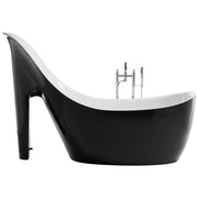 Vasca da bagno freestanding nera con bianco acrilico sanitario singolo 180 x 80 cm a forma di scarpa stile moderno