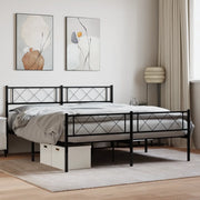Giroletto con Testiera e Pediera Metallo Nero 140x190 cm 372295