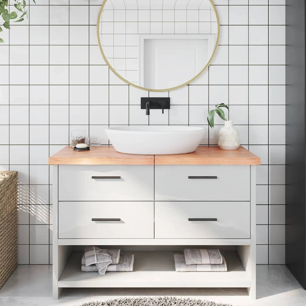 Piano Bagno Marrone 120x60x(2-4) cm Legno Massello Trattatocod mxl 71894