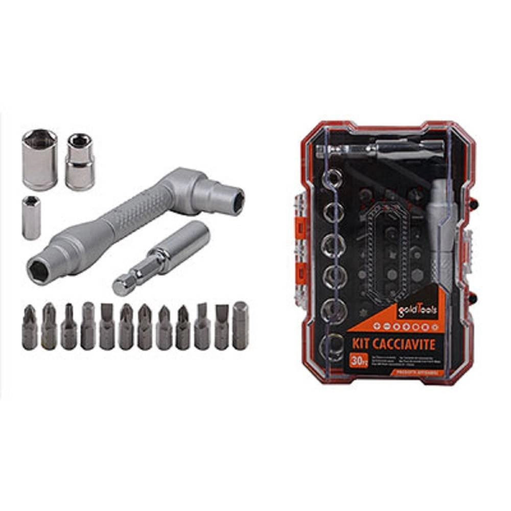Trade Shop - Kit Cacciavite Multiuso 30 Pz Fai Da Te Magnetico Teste Intercambiabili 92189 -
