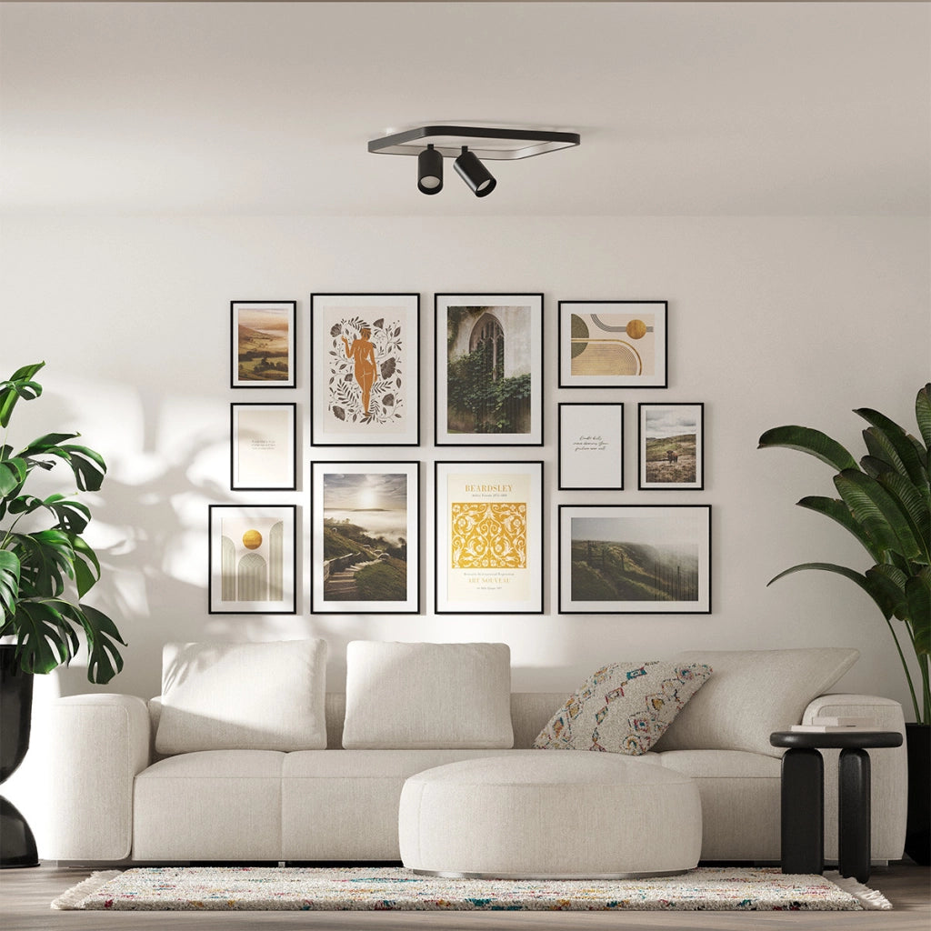Plafoniera quadrata moderna nero/bianco LED CCT 36W Parma