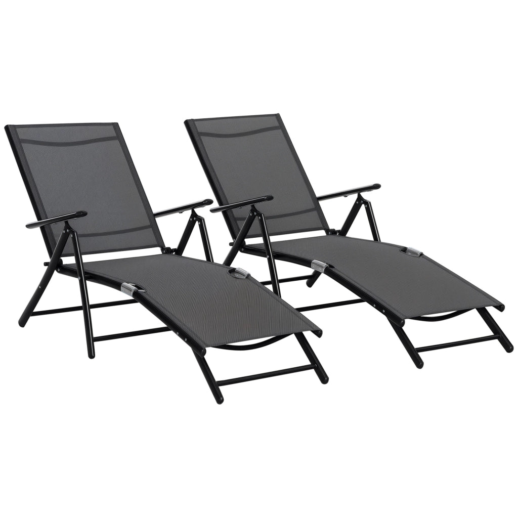 Set 2 Lettini Pieghevoli ¨C zephmum ¨C Grigio, Alluminio, 64x134x95cm