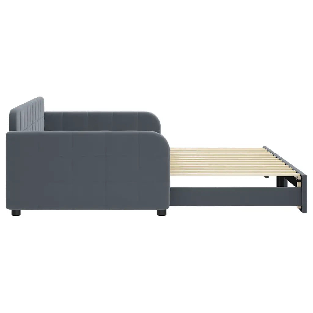 Divano Letto con Letto Estraibile Grigio Scuro 100x200 Velluto 3196937