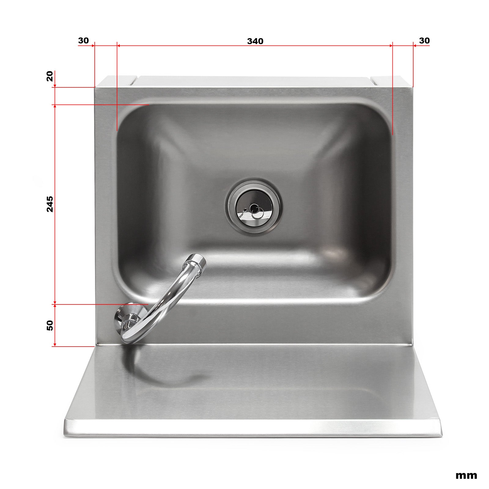 Lavello professionale acciaio inox paraspruzzi Lavamani con comando a ginocchio