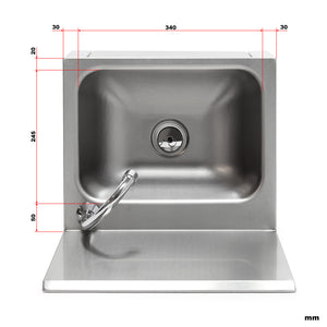 Lavello professionale acciaio inox paraspruzzi Lavamani con comando a ginocchio