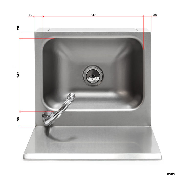 Lavello professionale acciaio inox paraspruzzi Lavamani con comando a ginocchio