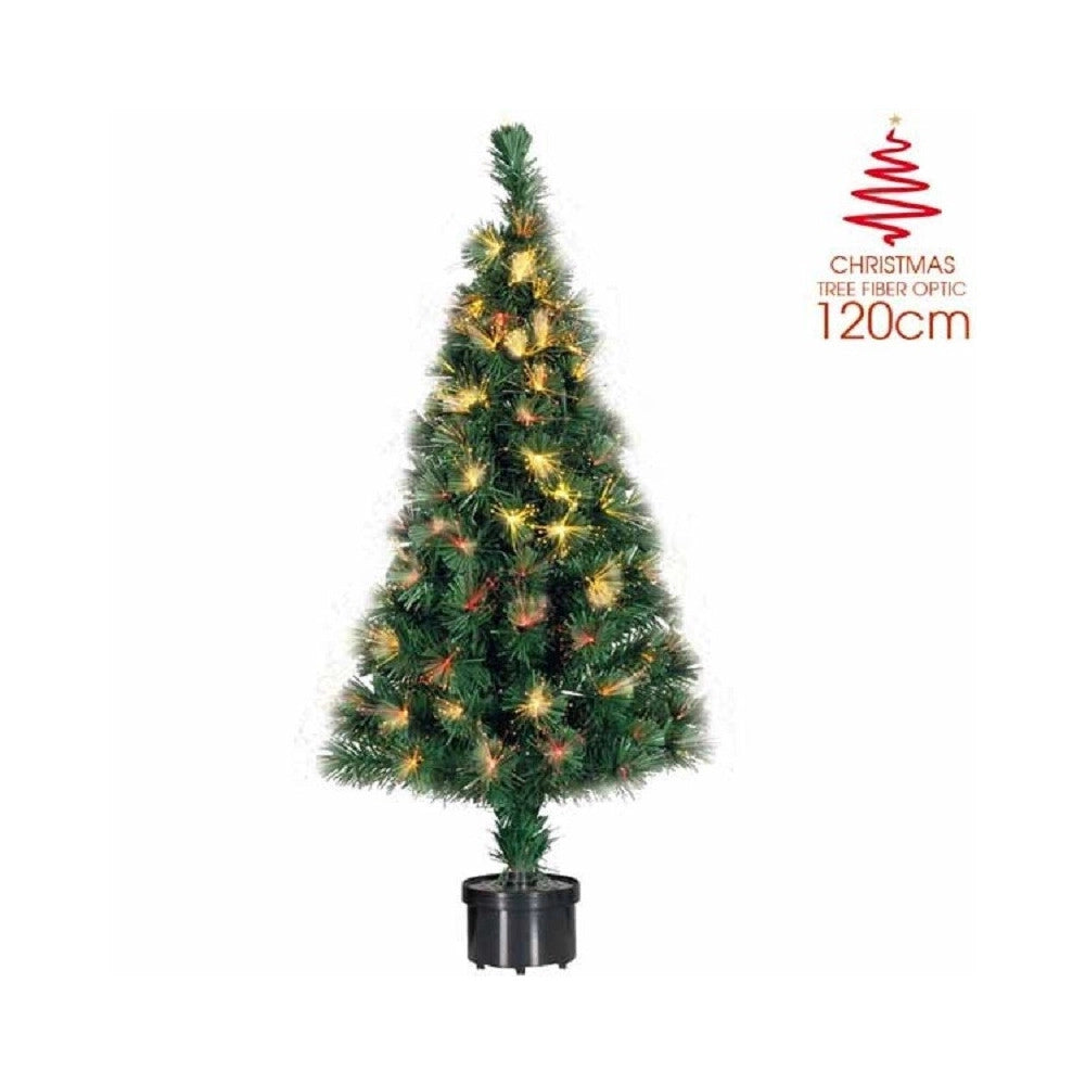 Trade Shop - Albero Di Natale A Fibra Ottica 140 Punte Christmas Tree Luci Natale 120cm Verde -