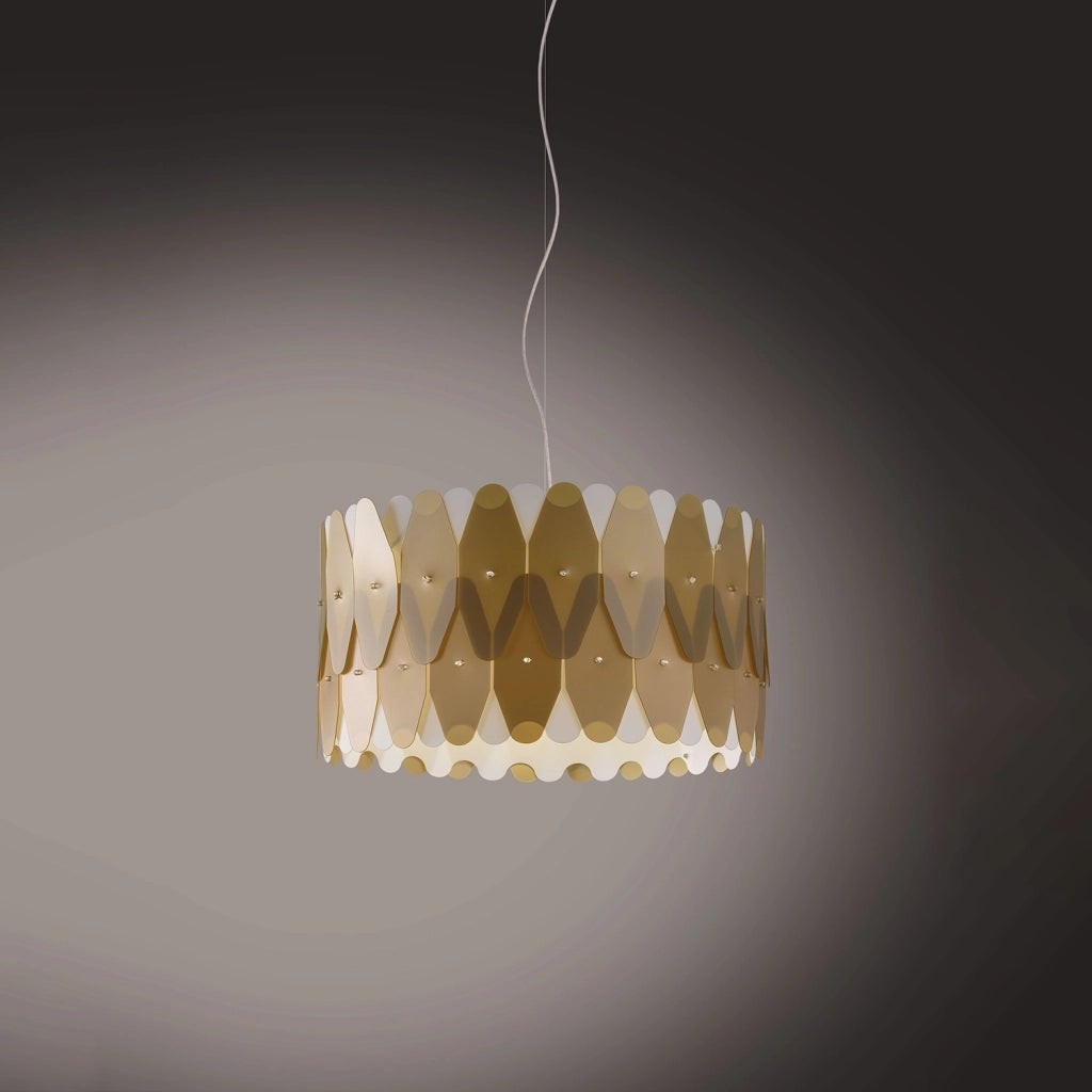 Sospensione Moderna Amanda Polilux ® New Gold E Metallo Cromo 1 Luce E27 D40Cm