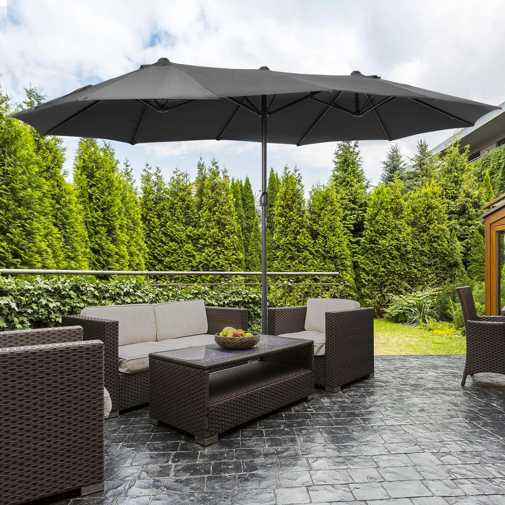Ombrellone da Giardino Grande ¨C zephmum ¨C Grigio 455x265x238 cm