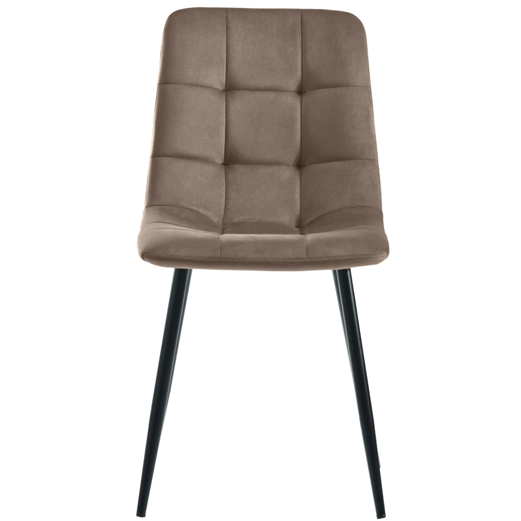 Sedie da pranzo, 4 pezzi in velluto marrone con schienale ergonomico, imbottitura e gambe in metallo, portata 150 kg
