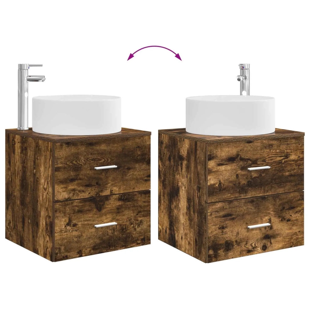 Set di mobili per il bagno 3 pz Rovere Fumo 3405943