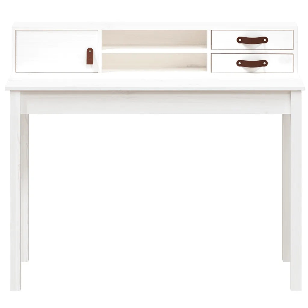 Scrivania | Tavolo da Ufficio Bianca 110x50x93 cm in Legno Massello di Pino