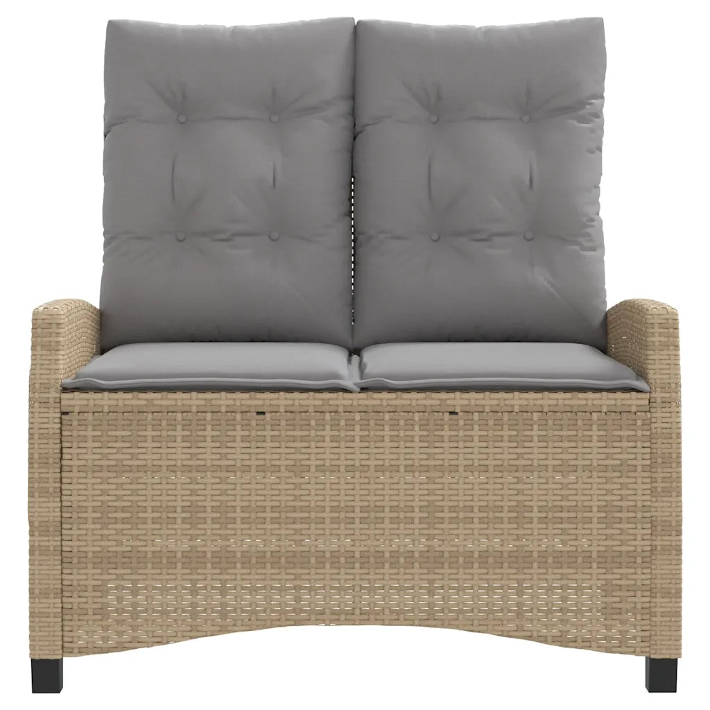 Panca Reclinabile da Giardino con Cuscini-Sgabello-Sedia da esterno Beige in Polyrattan 445703