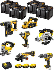 DeWALT Kit DWK700T (DCD796 + DCH273 + DCG405 + DCF887 + DCS331 + DCS391 + DCP580 + 3 Batterie 5,0 Ah + Caricabatterie + 4 x TSTAK VI)