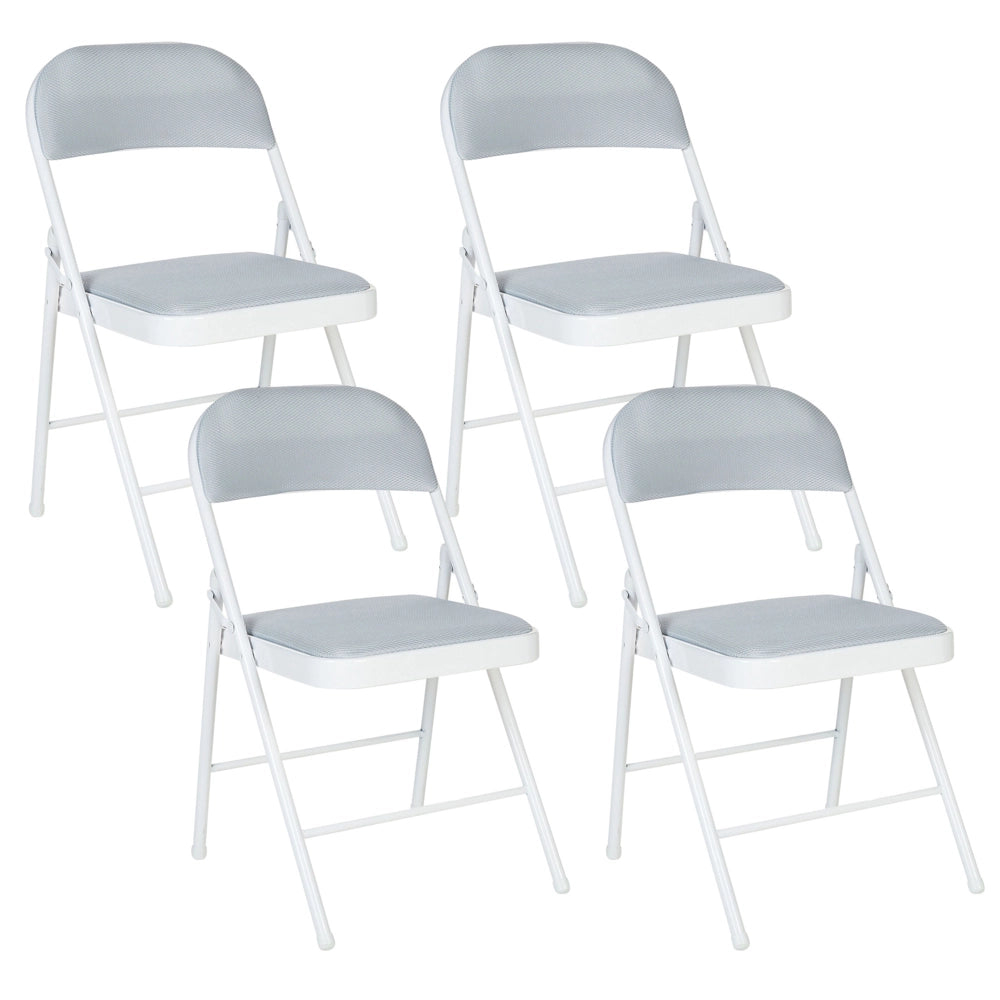 Set di 4 sedie pieghevoli con struttura in metallo Grigio chiaro sedile e schienale imbottiti in tessuto sedili pieghevoli