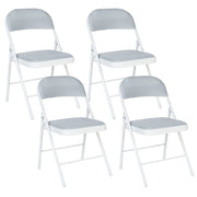 Set di 4 sedie pieghevoli con struttura in metallo Grigio chiaro sedile e schienale imbottiti in tessuto sedili pieghevoli