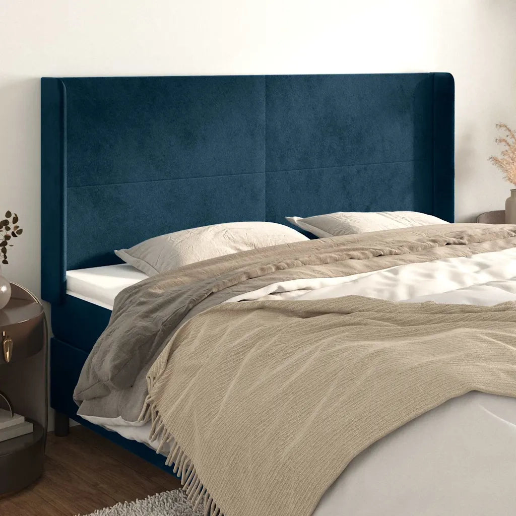 Testiera ad Orecchio Blu Scuro 163x16x118/128 cm in Velluto 3119638