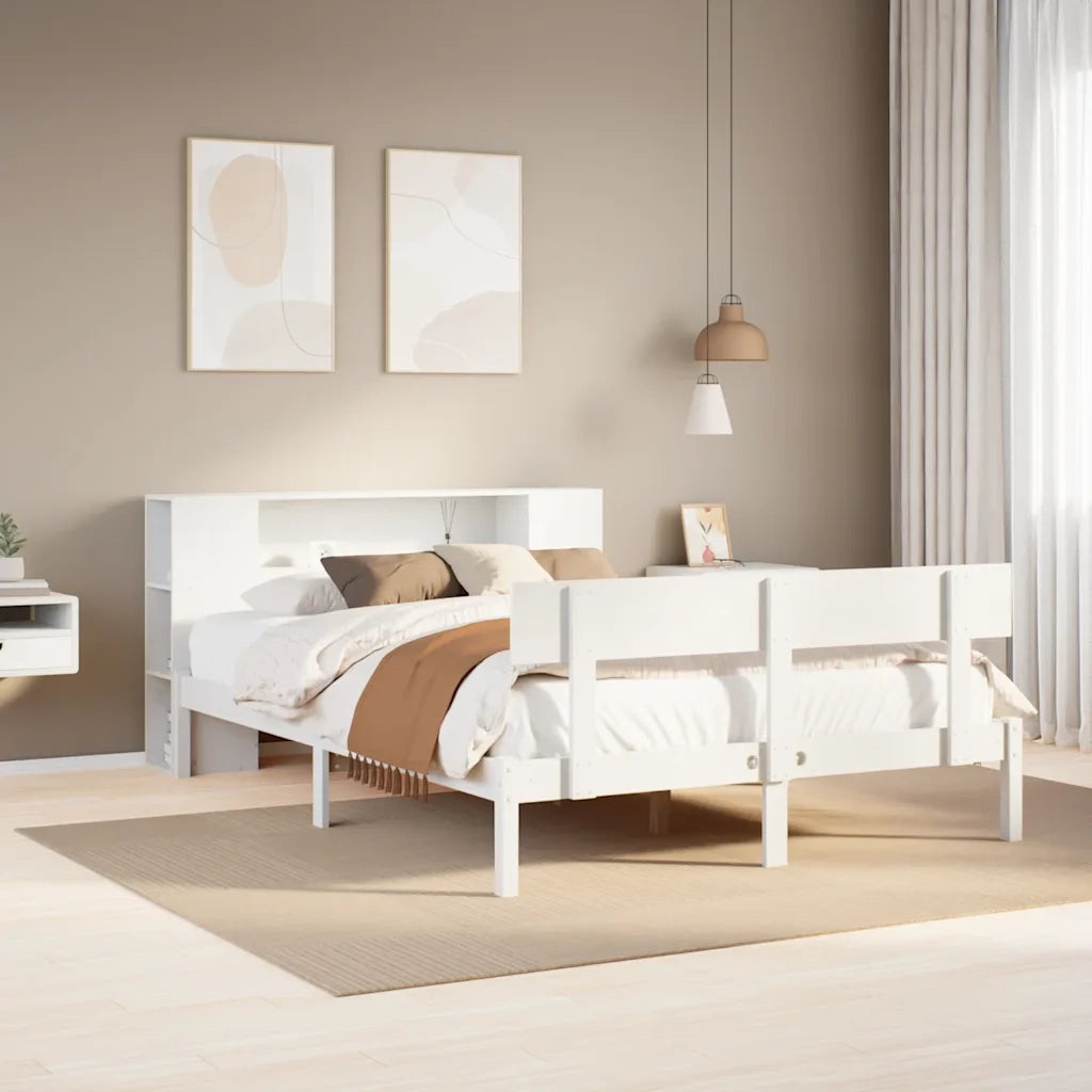 Letto Libreria senza Materasso Bianco 140x200 cm Legno di Pino